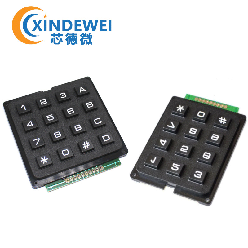 Single chip microcomputer keyboard key matrix 4*3 4x 4 16 key industrial keyboard module row scanning