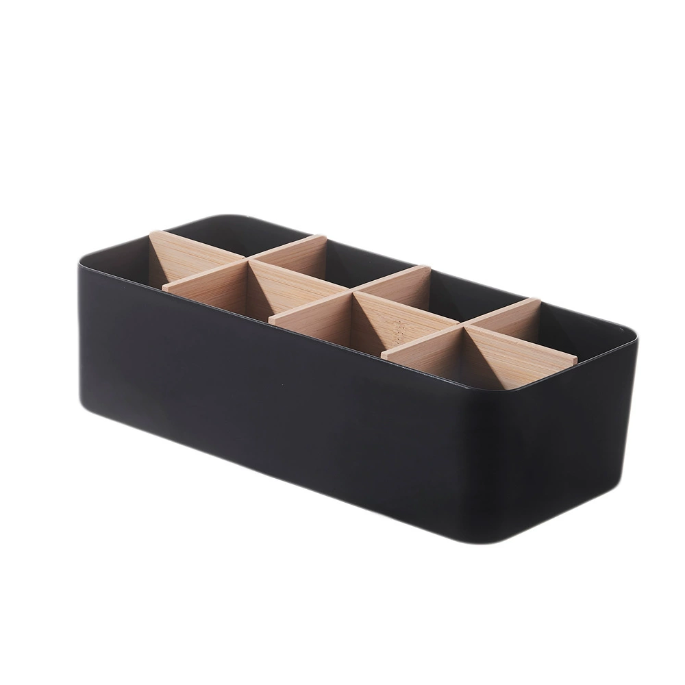 Desktop Organizer Storage Box, Bamboo-Partition Modular, 4–8 Cells, Compact 28×12×?