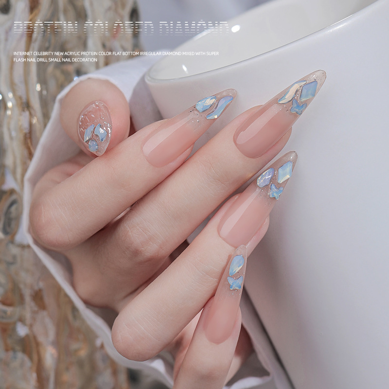 2026 nuevo acrílico blanco plano taladro de forma especial mezcla taladro de uñas ultra brillante pequeña decoración de uñas