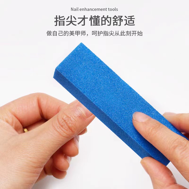 Nueva mini esponja rectangular de alta elasticidad transfronteriza, esponja especial para frotar uñas, tira de frotar de doble cara, herramienta de pulido multicolor