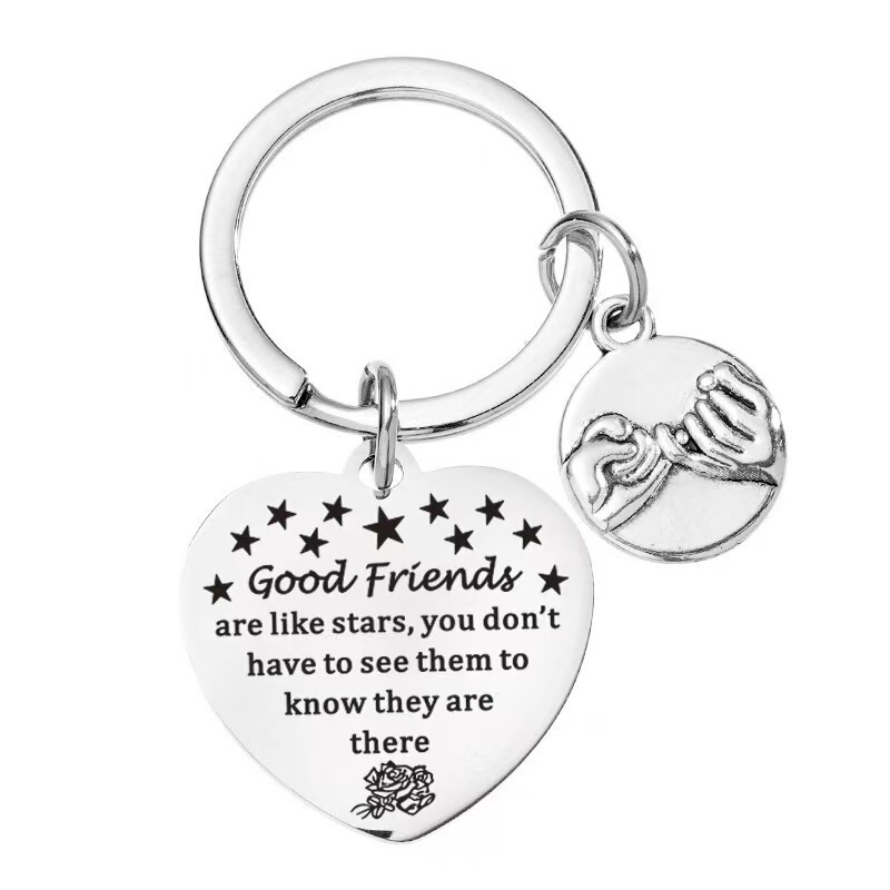 Good friends are like stars friends friendship gift stainless steel lettering keychain