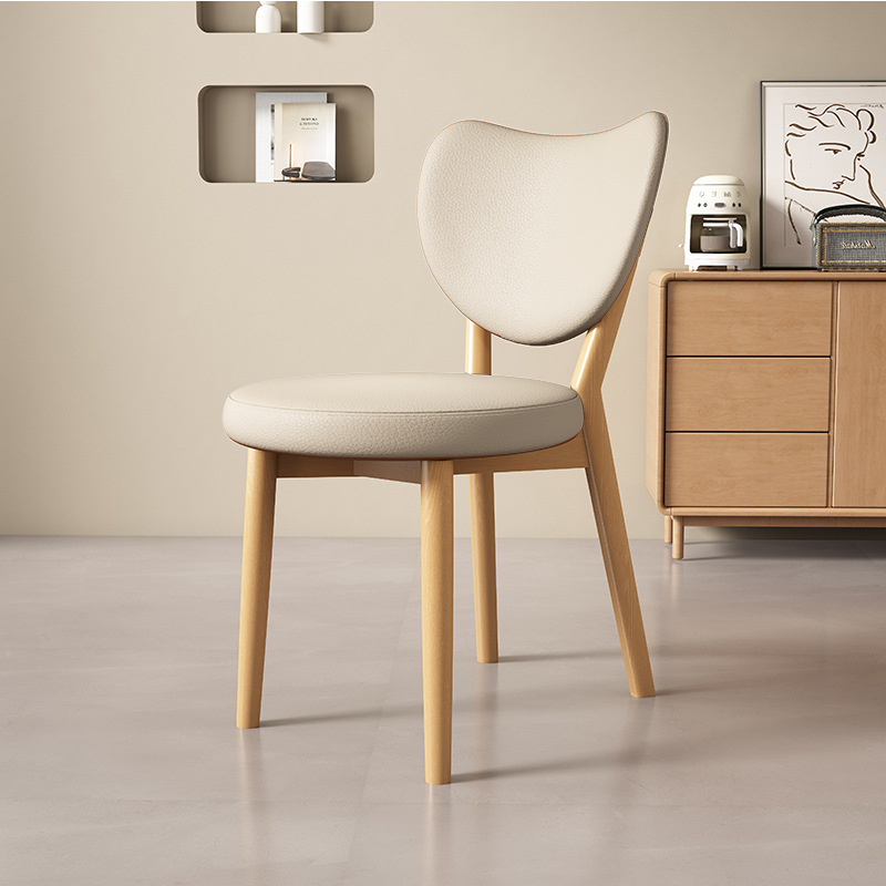Silla de comedor de madera sólida retro nórdica, silla de comedor moderna y simple, respaldo de cuero suave, taburete de comedor de hotel antiguo
