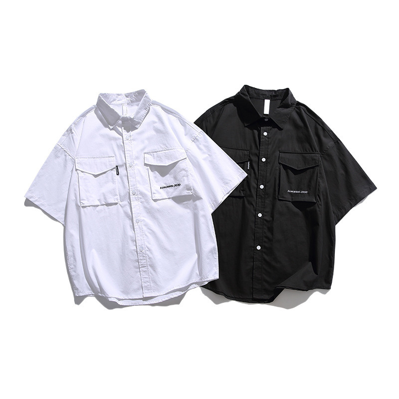 Camisas de manga corta para hombres de verano marca de moda japonesa camisa de tendencia suelta casual versátil chaqueta de trabajo ropa de hombre