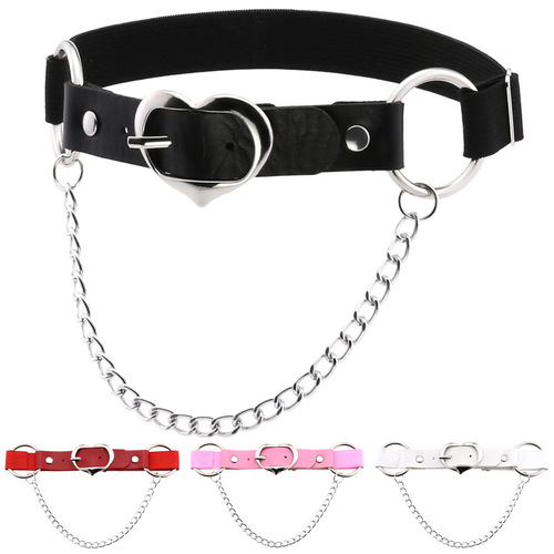 European and American Gothic rock leather detachable love pin buckle chain circle leg ring leg strap new fashion garter belt