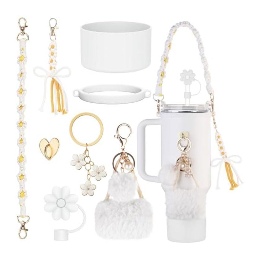 Accesorios de Amazon Stanley 40oz tejido corda de mano flor nudo gorra de paja cubierta taza colgante de pelo