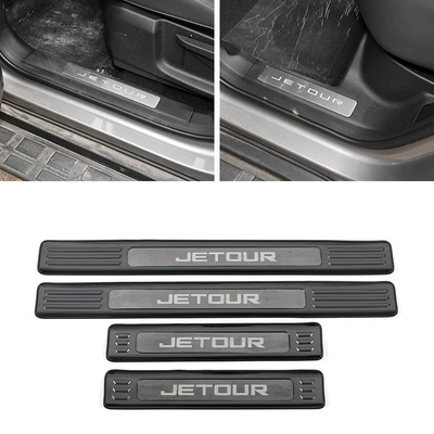 Dekorativ pedal başlıqları: Threshold Strip Modification, Welcome - door-outside-4-pieces-of-outer-door-sill-strips-stainless-steel-black-titanium-brushed-ththjp-suitable-for-23-jitu-travelers