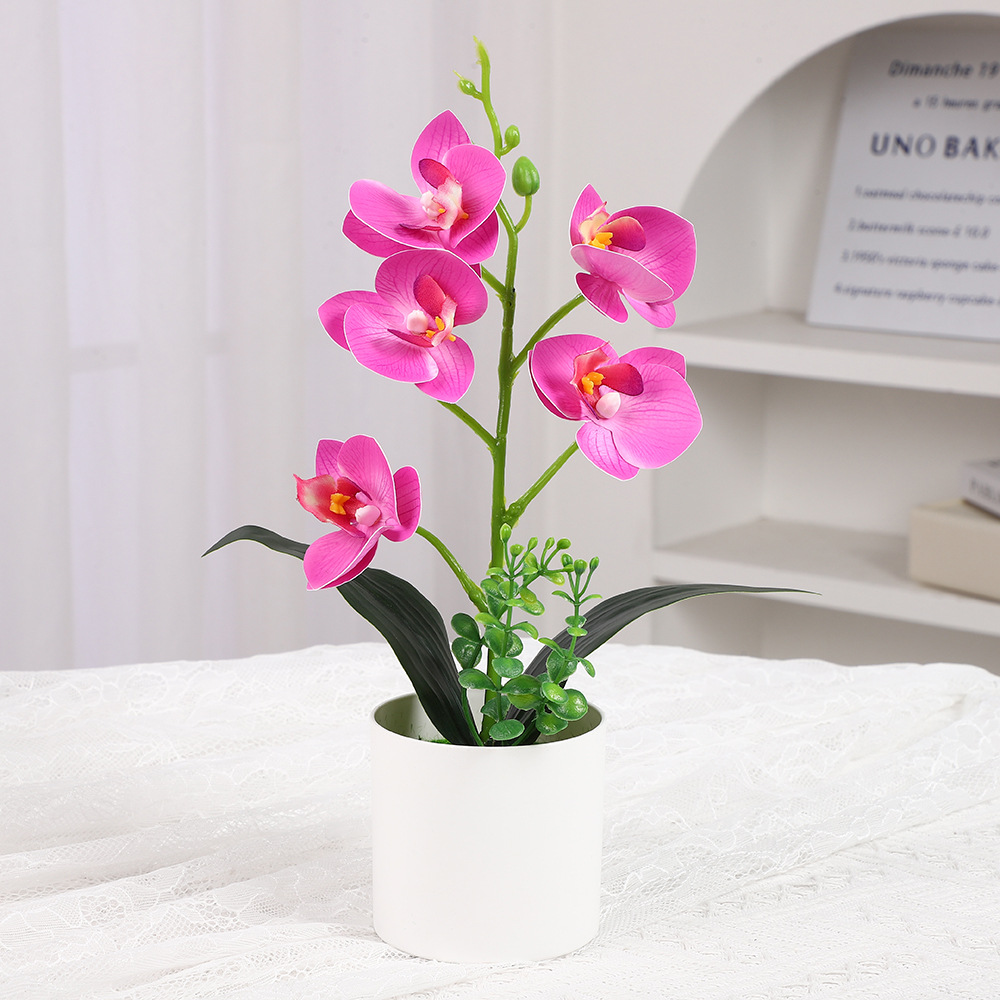 Simulación Phalaenopsis Adornos de escritorio Decoración de plástico para el hogar Accesorios de disparo de flores falsas Simulación de flores en macetas Adornos de oficina image 10