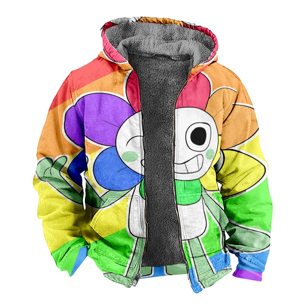 3D New Dandy's World Thickened Fleece Long Sleeve Zipper Hoodie…