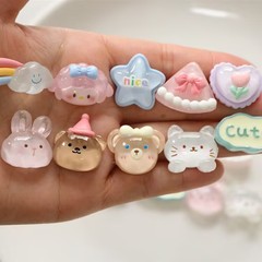 透明でかわいい動物樹脂部品diyクリームゴム携帯ケース髪飾りクリップコップ収納ケースシール