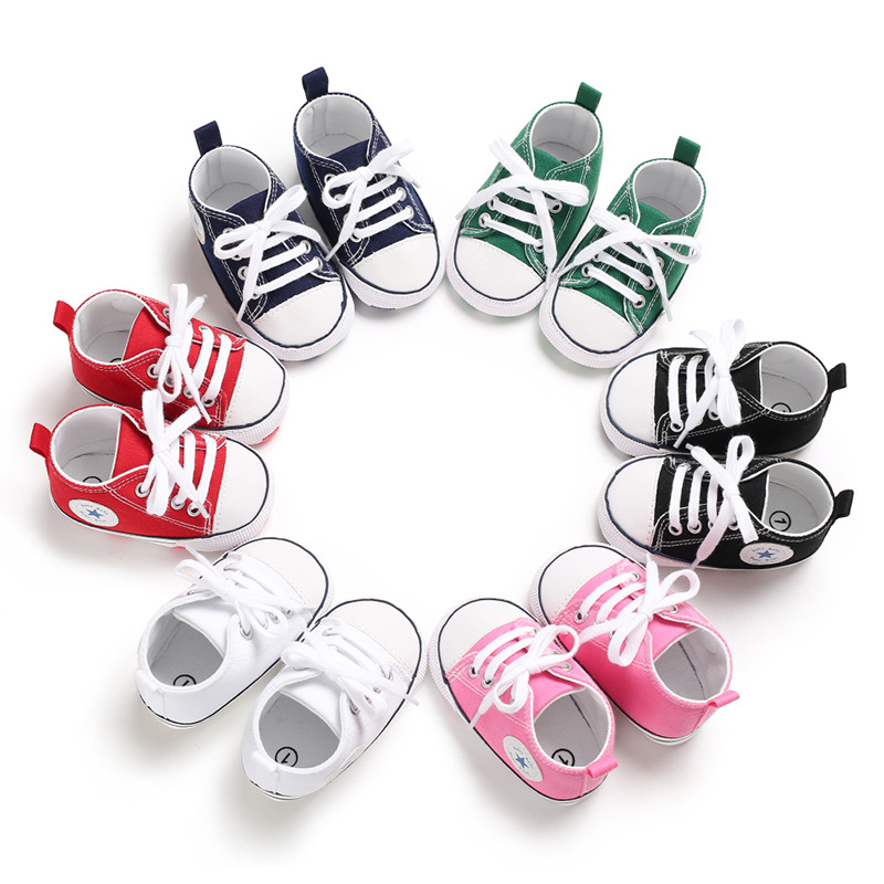 Spring and Autumn 0-1 Year Old Baby Sports Shoes Soft Bottom Baby Canvas Toddler Shoes