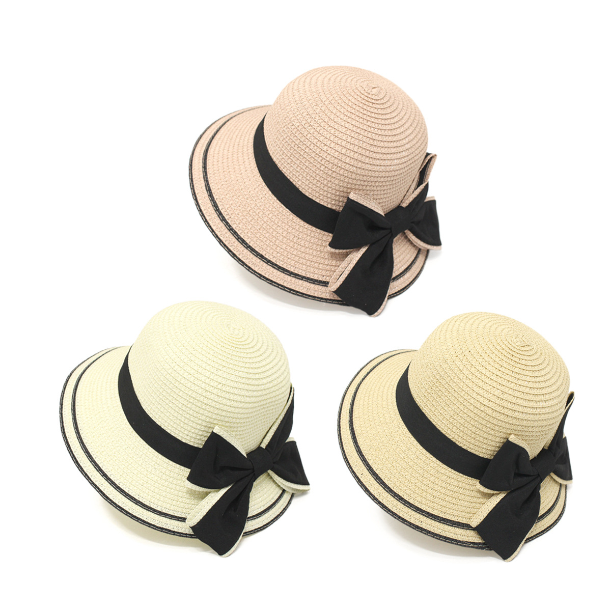 Korean Style Bow Wide-brimmed Sunshade Parent-child Straw Hat display picture 3
