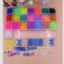 彩虹手工编织器DIY彩色橡皮筋益智儿童玩具编织手链28格盒子套装