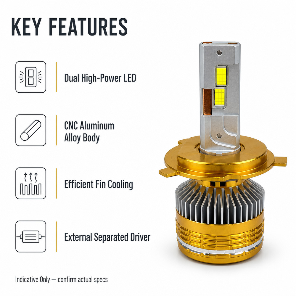 100W Three Copper Tube LED H13 9004 9007 H4 Bi-Beam LED Headlight Gold/Silver/Black/Blue Version