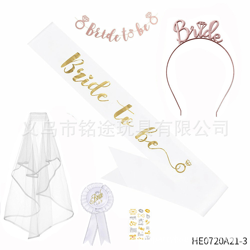 En stock novia solo partido nupcial oro rosa Garland hombro Correa nupcial velo tatuaje pegatina traje de boda