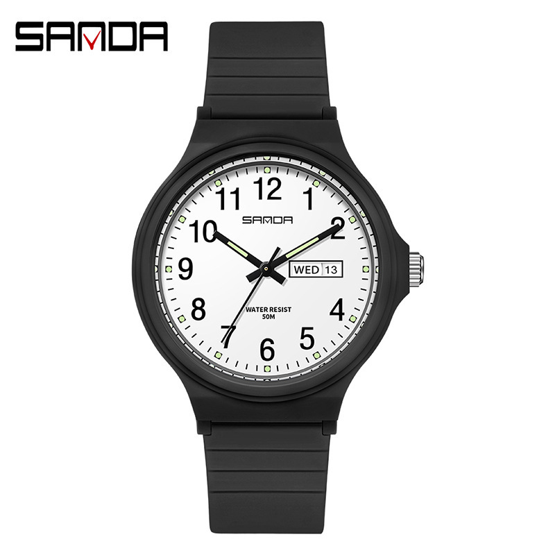 Sanda nuevo 6060 doble Calendario Electrónico reloj de cuarzo al aire libre impermeable ocio creativo hombre y mujer estudiante reloj al por mayor