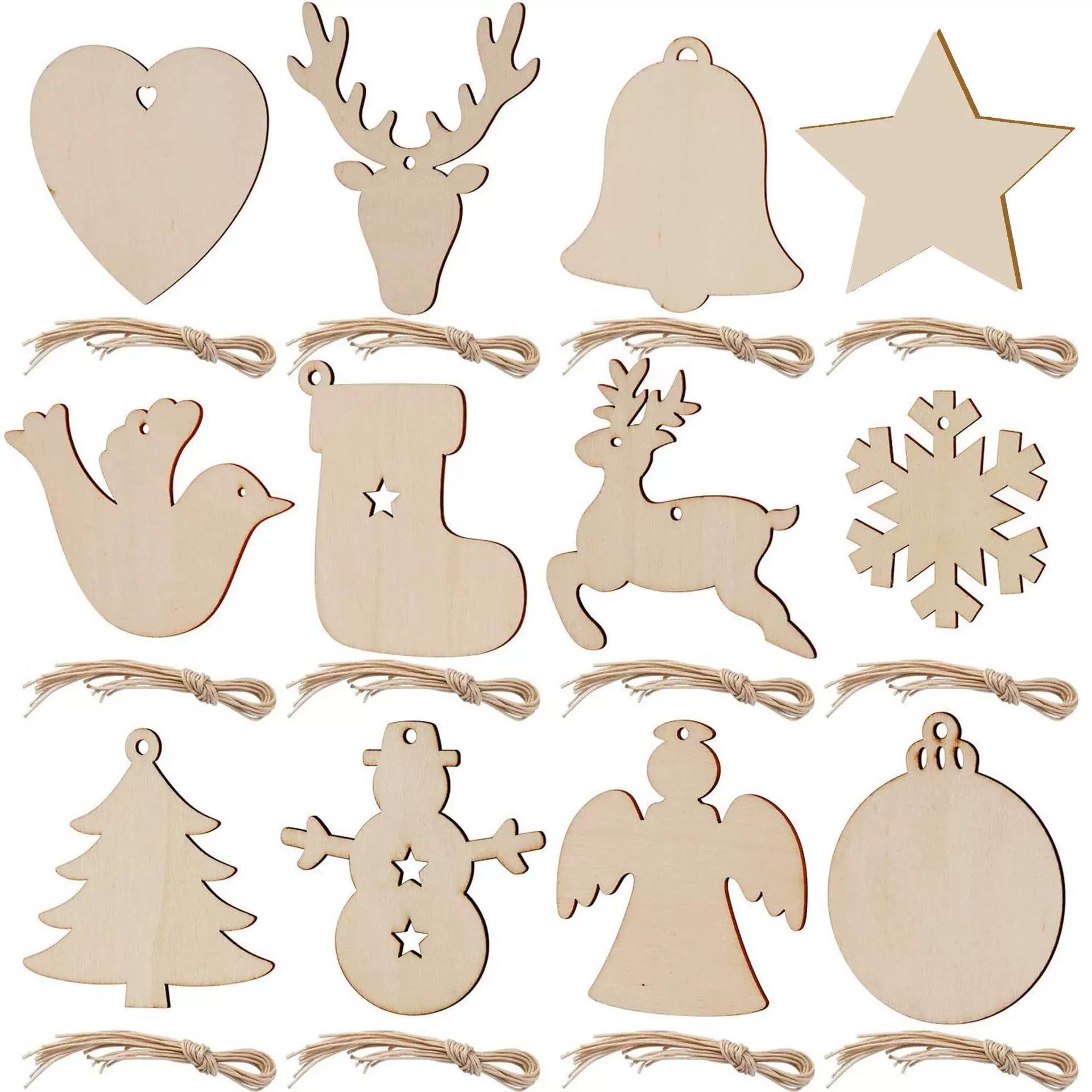 圣诞工艺品创意圣诞树挂件雕刻木头节日派对装饰吊牌家居装饰道具