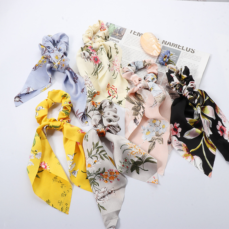 Korean Fashion Printing Ribbon Hair Scrunchies  Wholesale display picture 17