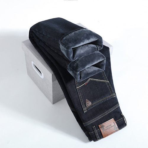Direct Manufacturer Sale Spring and Autumn Season Men's Straight Leg Loose Thicken Fleece Warm Business Elastic Casual Pants