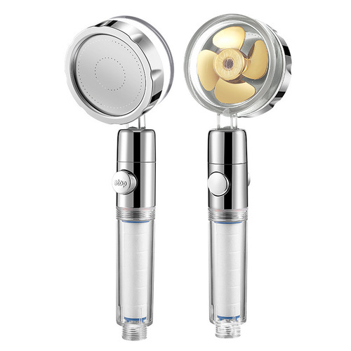 Slim Waist Turbo Shower Head with One-Touch Water Shut-off and Filter, Household Portable Shower Head