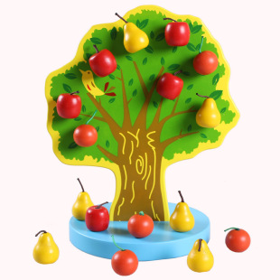 Baby Magnetic Apple Tree Fruit Picking Happy Orchard Children's Wooden Simulation Play House Early Education Educational Toys