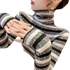 Contrast casual striped knit top for women's inner wear