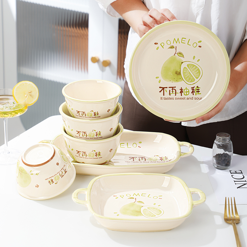 釉下彩陶瓷碗盘餐具套装组合家用米饭碗菜盘子水果网红汤面碗鱼盘