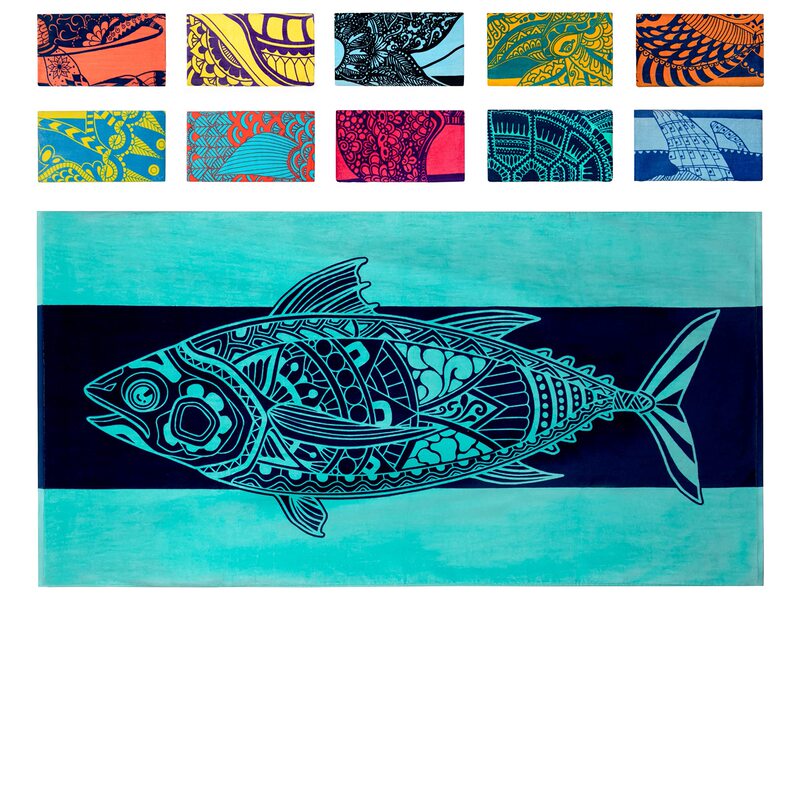 Cross-border ocean tuna beach towel children adult beach towel sports fitness quick-drying towel factory direct sales Cross-border ocean tuna beach towel children adult beach towel sports fitness quick-drying towel factory direct sales