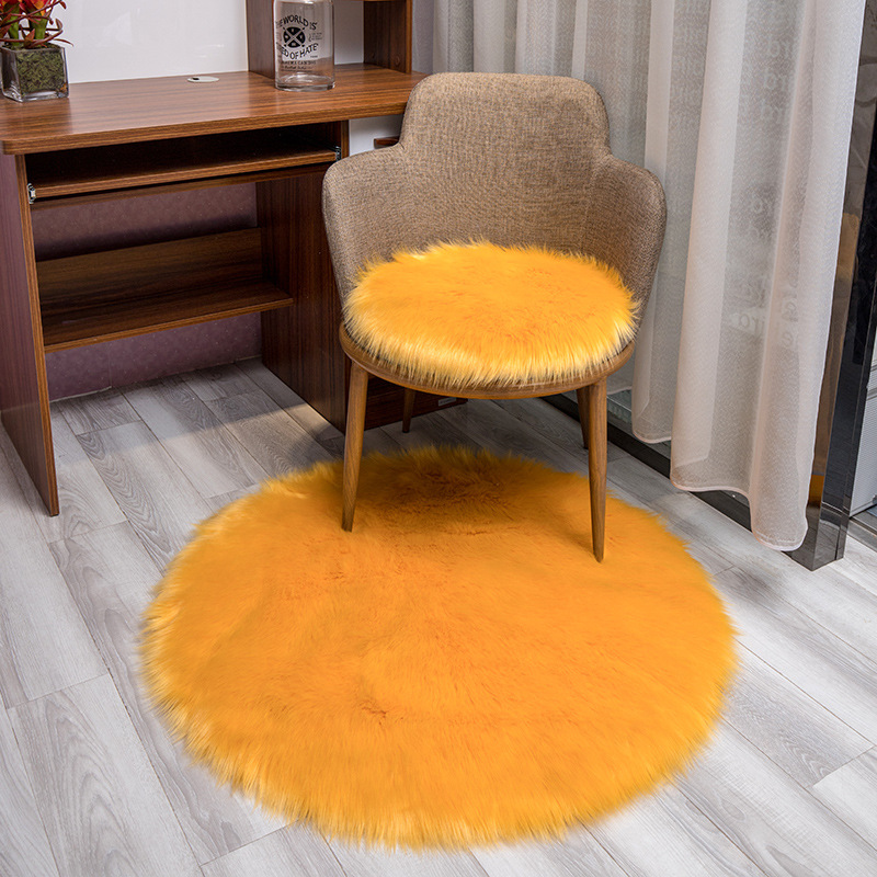 Alfombra de peluche larga dormitorio redondo chica silla mecedora silla de computadora mantas de lana nórdico alfombra de armario image 16