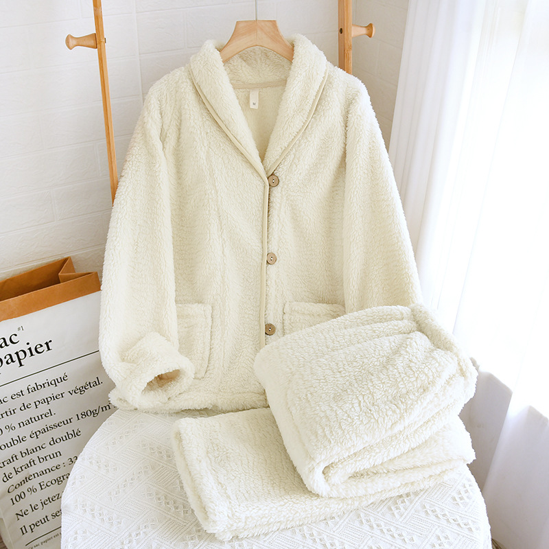 女性と男性用のコーラルベルベットパジャマ、秋冬カップルセット、和風カジュアルベルベット厚手暖かいホームウェア