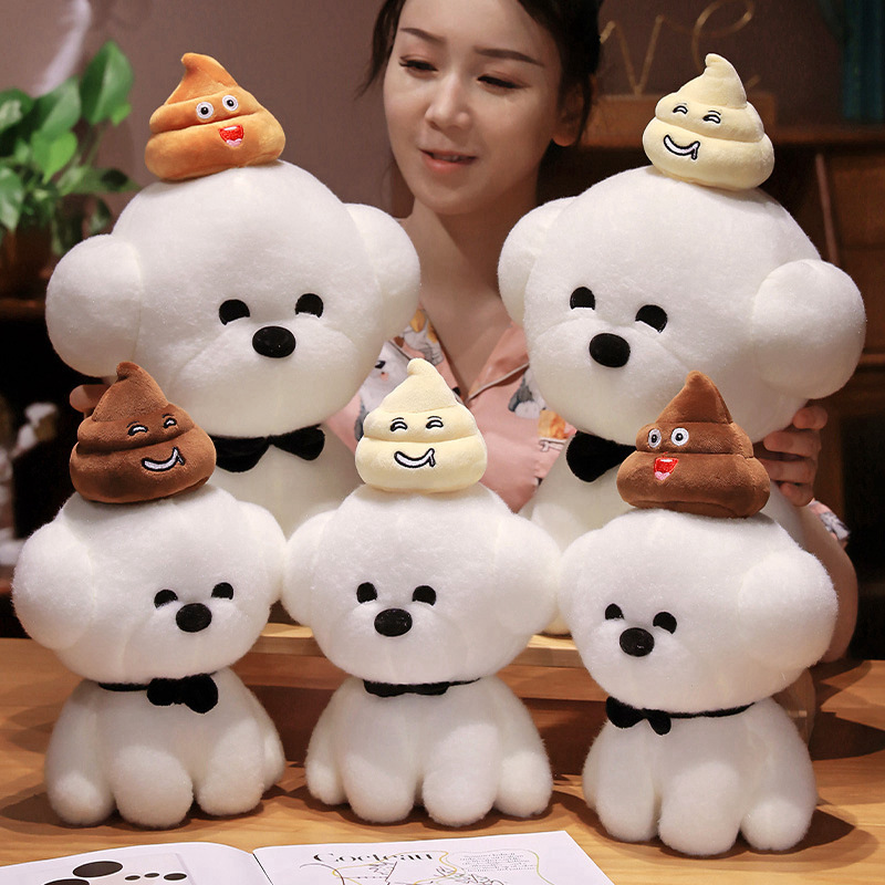 Pequeño oso, perro blanco, muñeca, juguete de peluche blanco, pequeño perro, perro extraño, muñeca, almohada, parodia.