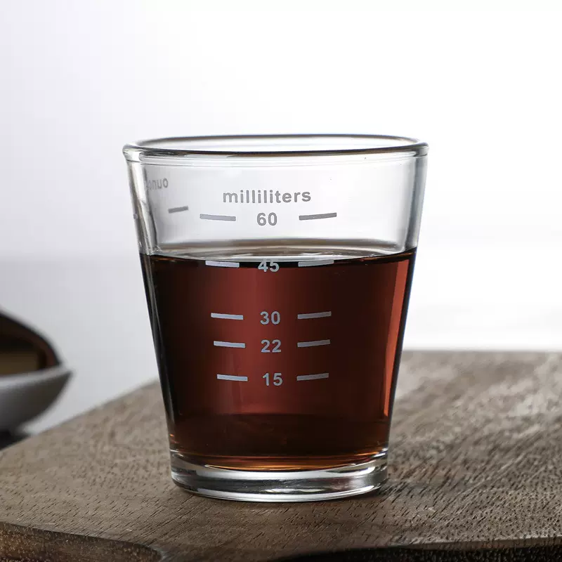 意式玻璃咖啡杯迷你小奶盅杯盎司杯奶罐带刻度量杯拿铁杯