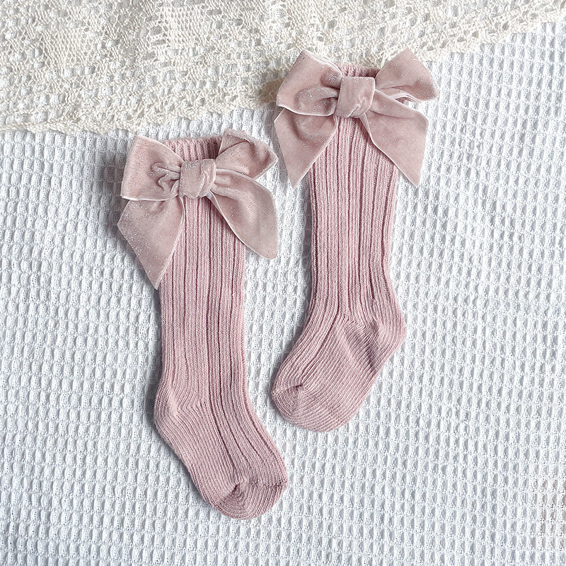 Bow Knot Pattern Girl'S Gender Princess Style Girl's Princess Bow Knot Cotton Crew Socks 2 Pieces