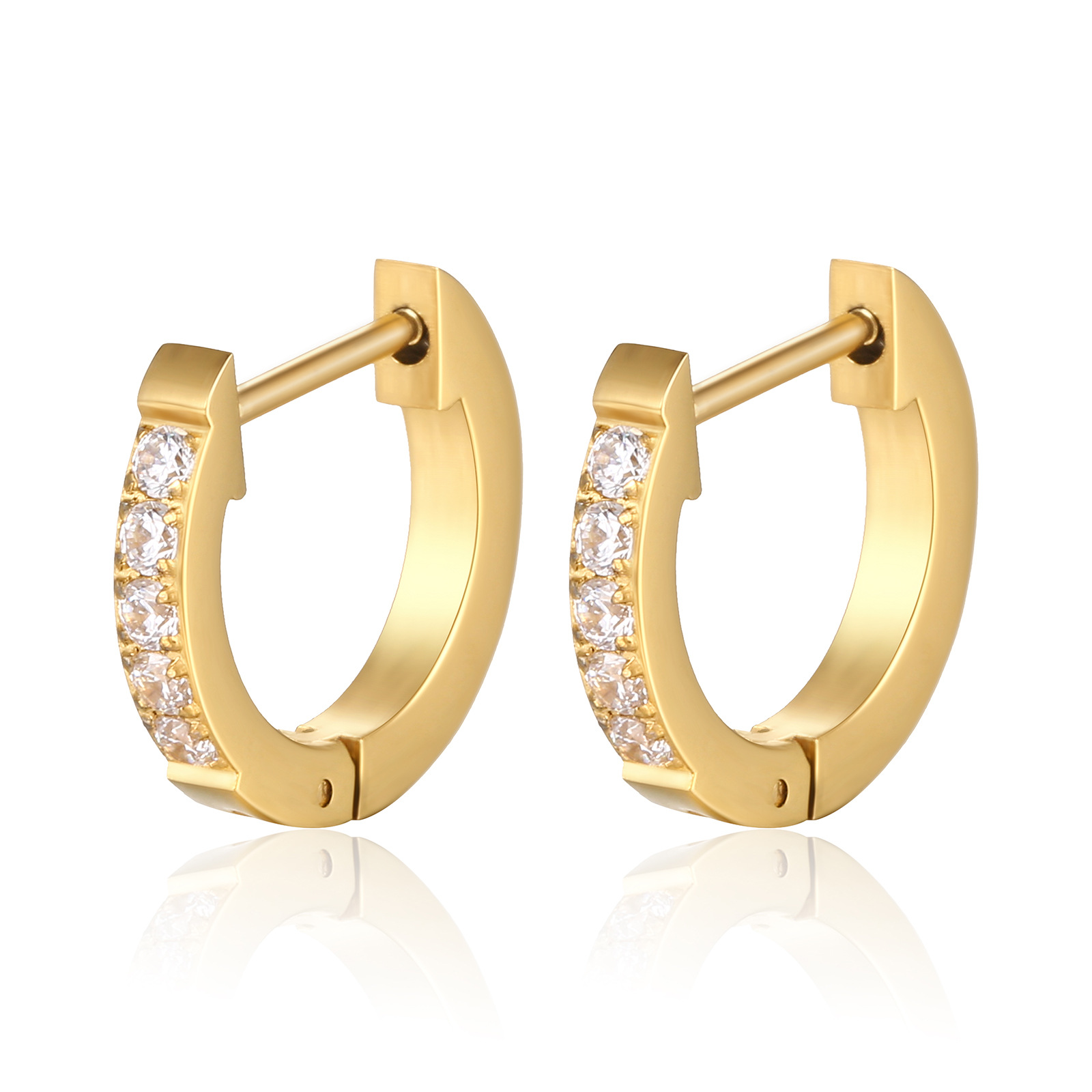 Rhinestones Inlay Material Earrings Classification Fashion Solid Color Titanium Steel Plating Inlay Rhinestones Earrings 1 Pair