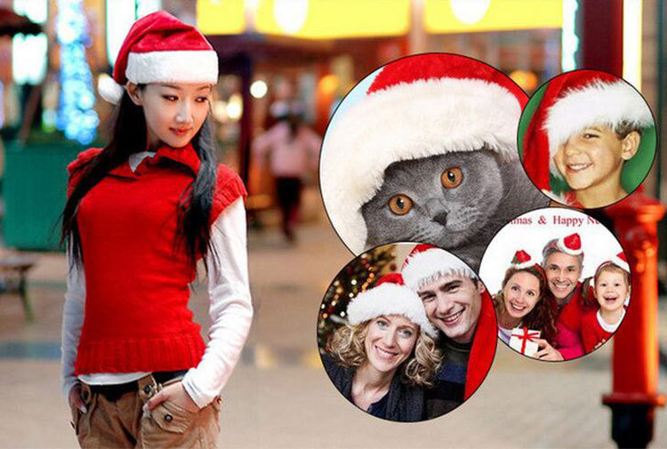 Cappello di Babbo Natale per bambini di Natale, decorazione a forma di testa di cervo per adulti, decorazione per piccoli regali per l'asilo dei cartoni animati_voghion.com