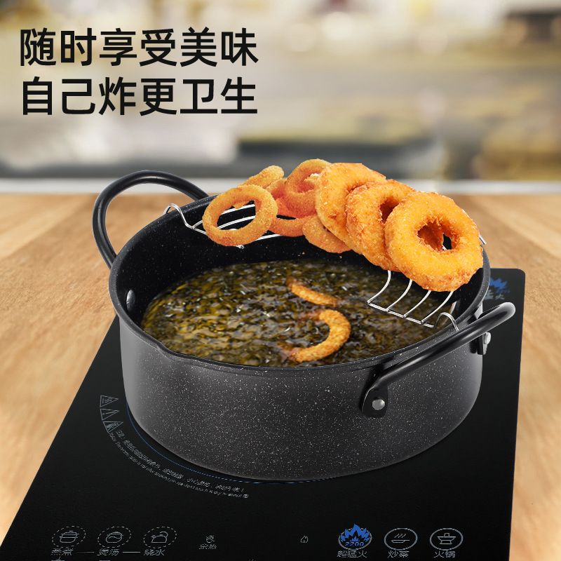Mini freidora estilo japonés tempura antiadherente sartén hogar Cocina de inducción de gas de fondo plano freidora de filtro de aceite