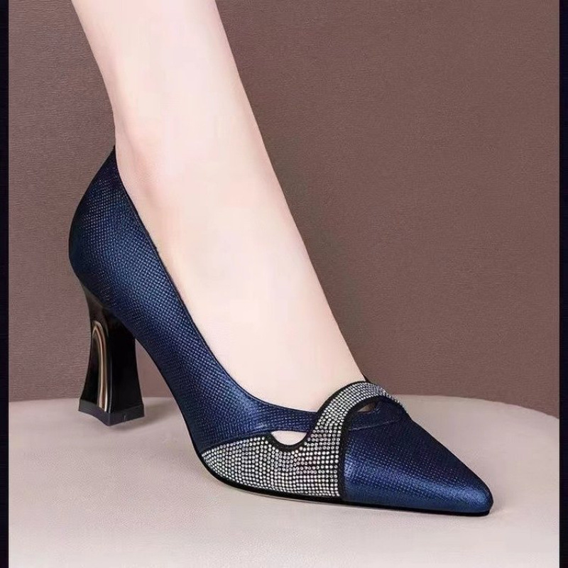 2025 New Summer Foreign Trade Sequin Rhinestone Fashion Shoes with Mid-Heel Pointed Toe, Low-Cut Shallow Mouth, Suitable for All Seasons 2025 New Summer Foreign Trade Sequin Rhinestone Fashion Shoes with Mid-Heel Pointed Toe, Low-Cut Shallow Mouth, Suitable for All Seasons