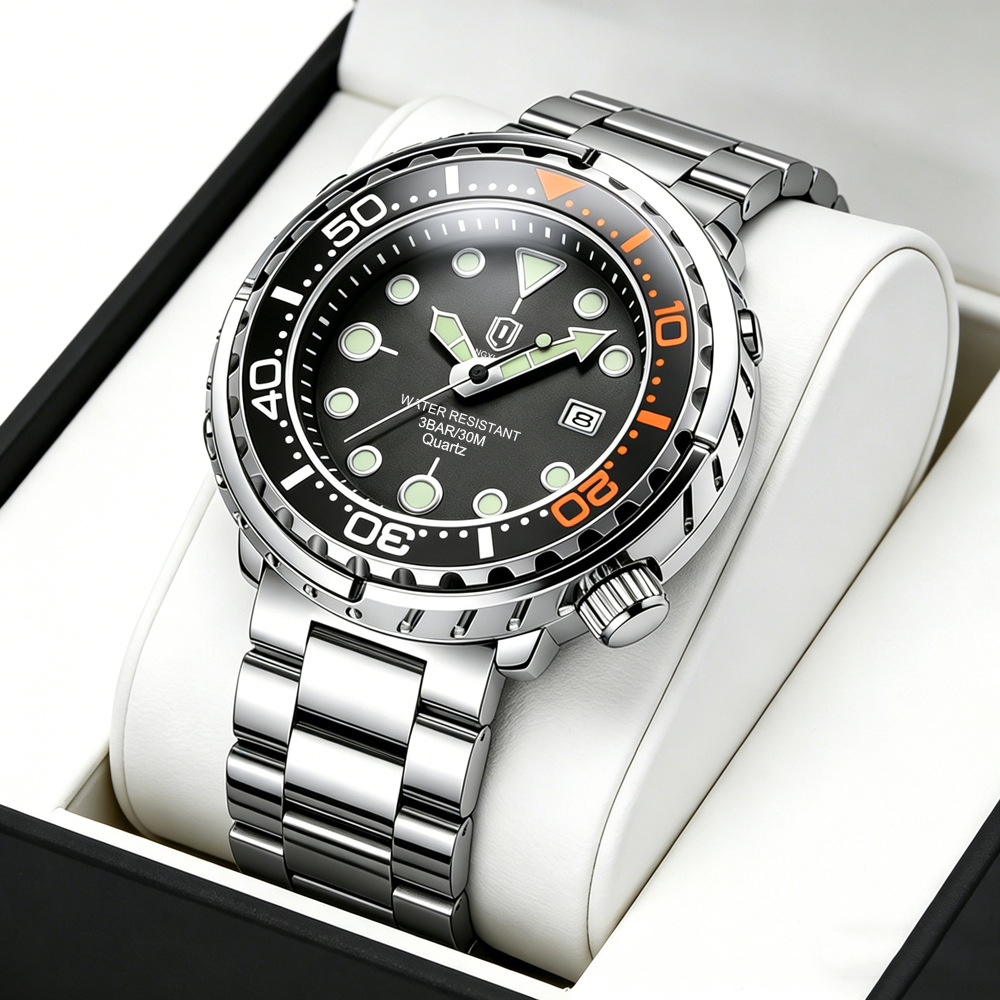 Qingxiya Cross-Border Specializes in Men's Quartz Watches Three-Pin Calendar Watches Sports Waterproof Luminous Watches for Men