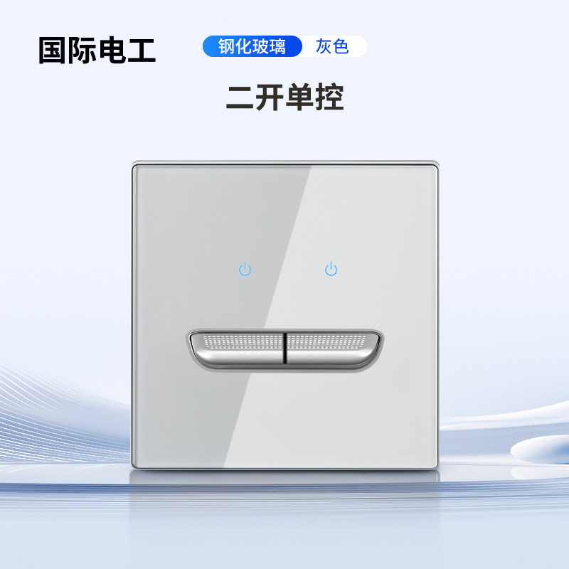 インターナショナルエレクトロニクス ガラストグルグレー 表示灯付き LED大型パネルプラグ 1オープン5 5穴スイッチ 電源オフプラグ|undefined