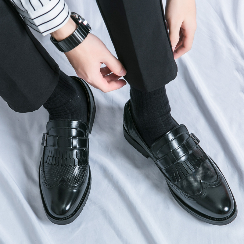 Zapatos de cuero de bordas grandes de hombre 38 - 48 yardas 2024 primavera y otoño nuevos vestidos de negocios zapatos de boda de novio