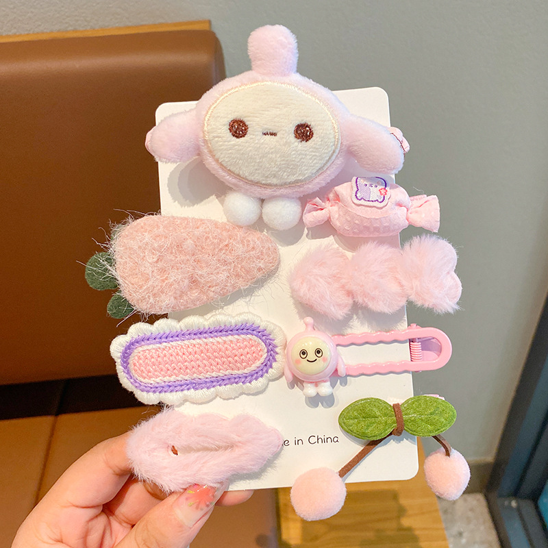 2023 nuevo huevo horquilla de dibujos animados linda chica de alto aspecto horquilla banda de goma tocado tela de Niña Accesorios para el cabello