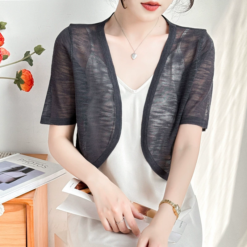 24-й летний новый бамбуковый фестиваль конопля короткая вязаная солнцезащитная рубашка кардиган
