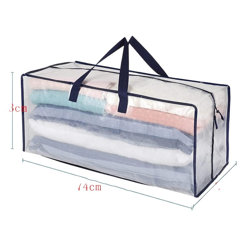Bolsa con cremallera de piel de serpiente tejida Bolsa de equipaje de almacenamiento en movimiento de gran capacidad impermeable Bolsa de acabado para el hogar transparente IKEA mismo estilo