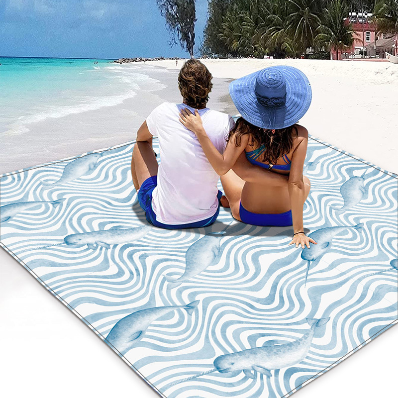 Pad de playa impresa digital al aire libre alfombra de picnic alfombra de camping ultrafina impermeable a prueba de arena arena arena portátil alfombra de humedad de playa