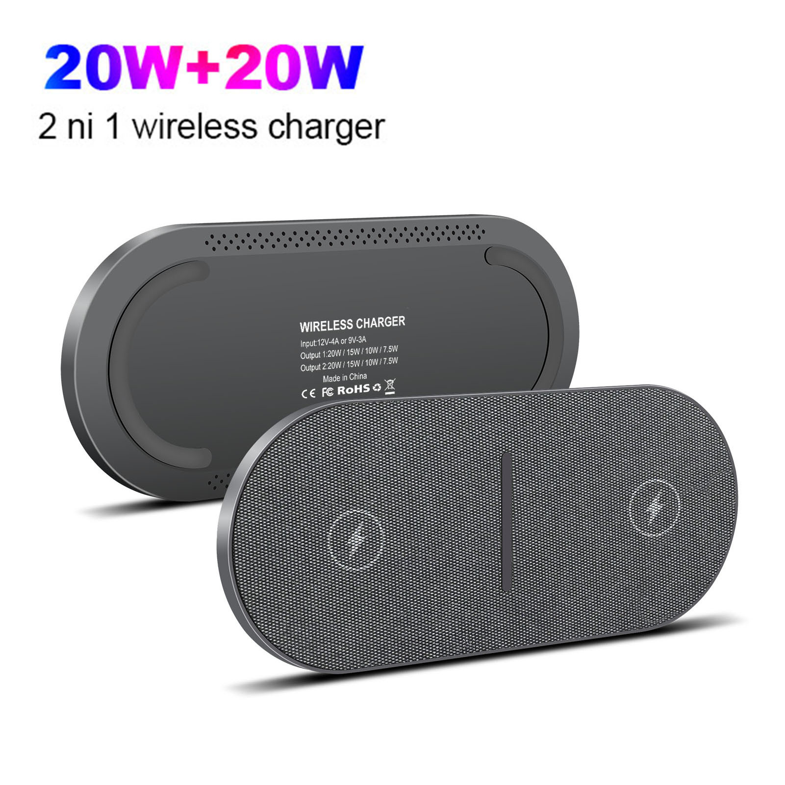 Cross-border wireless charging two-in-one wireless fast charging desktop portable suitable for Apple Samsung Huawei Xiaomi charger