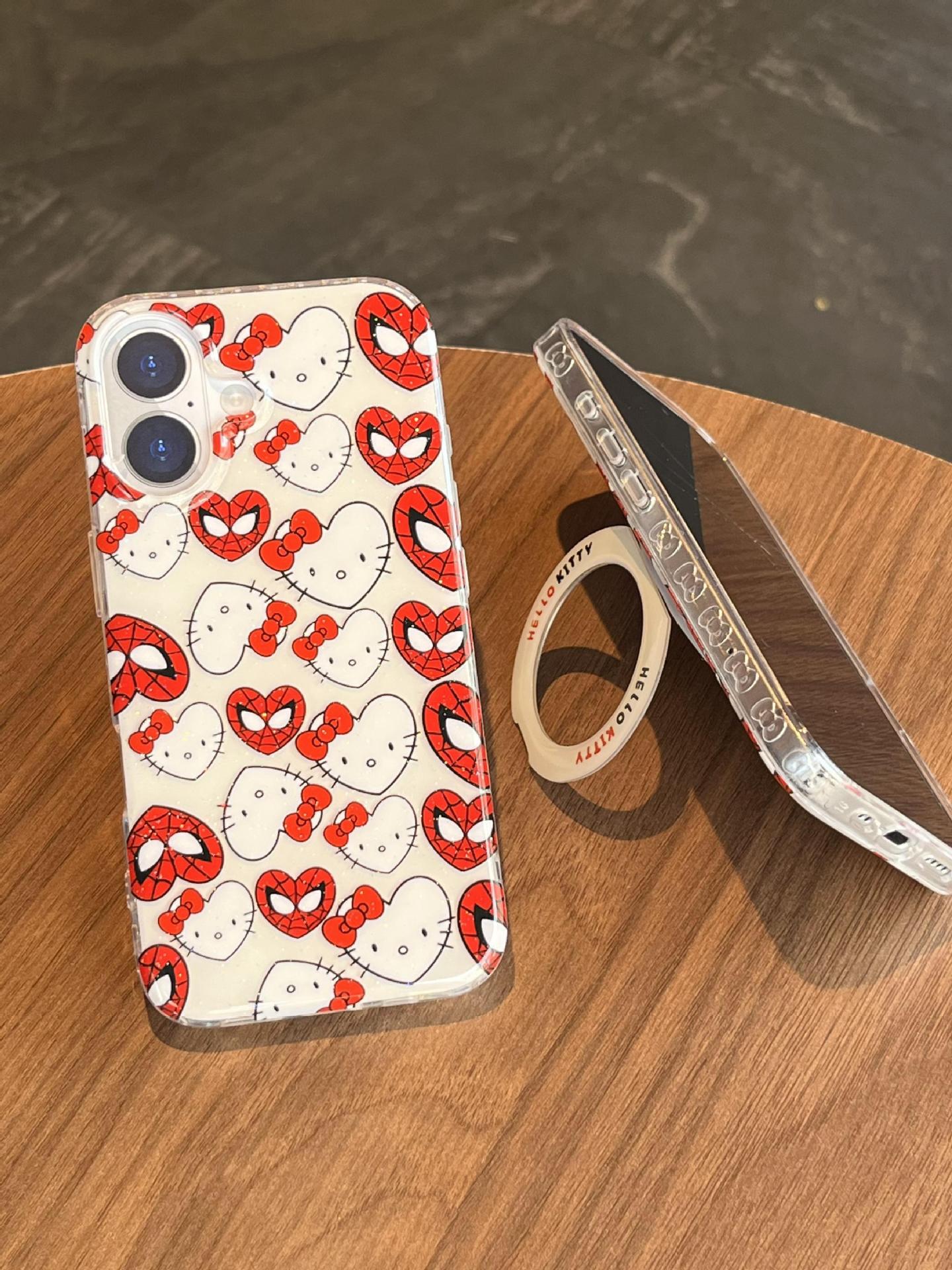 Dibujos animados coreanos amor KT gato para Apple 16ProMax funda para teléfono móvil 15Pro Spider-Man 14/13 Mujer 15PM