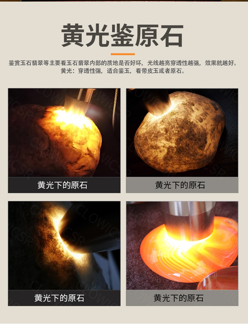 Led Flashlight with Strong Light for Jade Identification, Jewelry Appraisal, Jadeite, Antique Fluorescent Agent Detection, Ultraviolet Money Detection