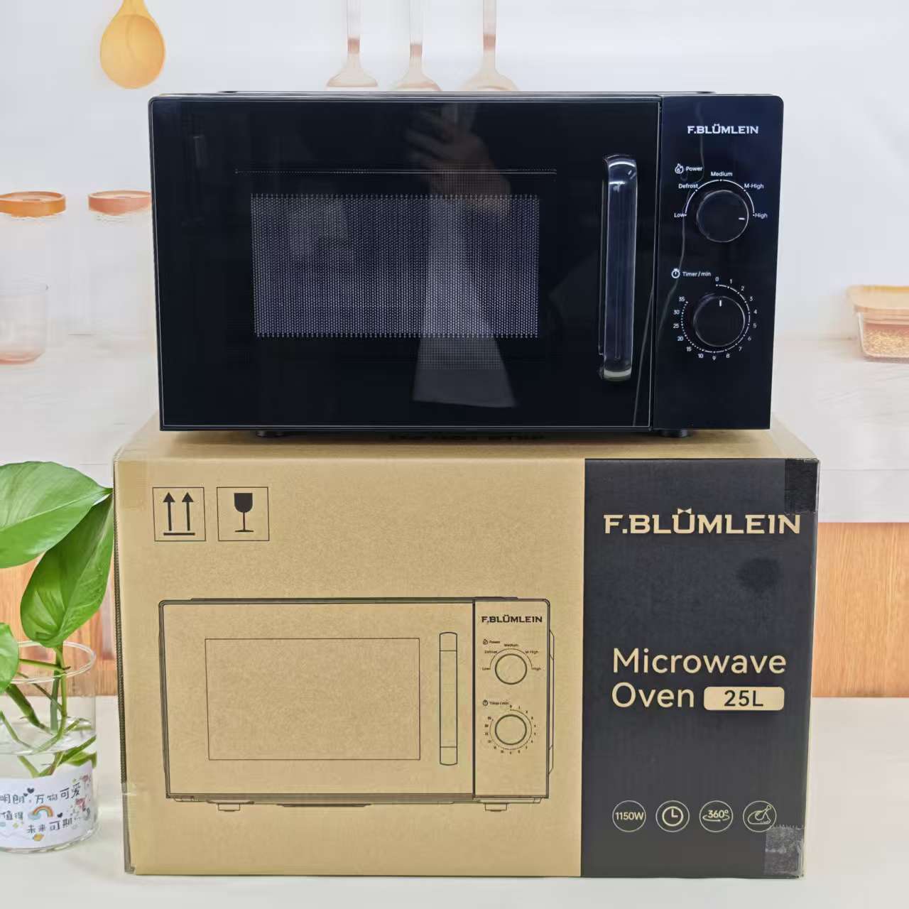 25L Microwave Oven Household Multifunctional Microwave Oven with Turntable and Mechanical Knob for Export