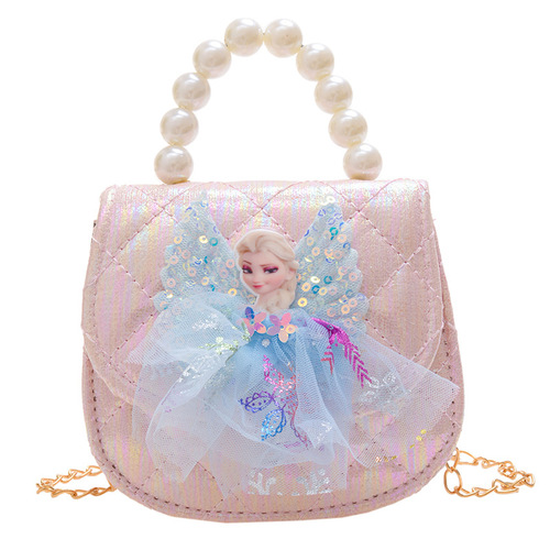 New style princess style shoulder bag cartoon anime girl pearl chain crossbody bag bow accessories small bag
