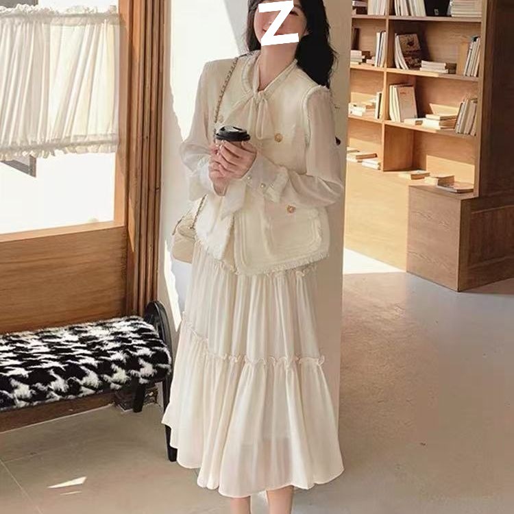 法式气质连衣裙女春秋2025新款大方得体感小香风马甲裙子套装|undefined