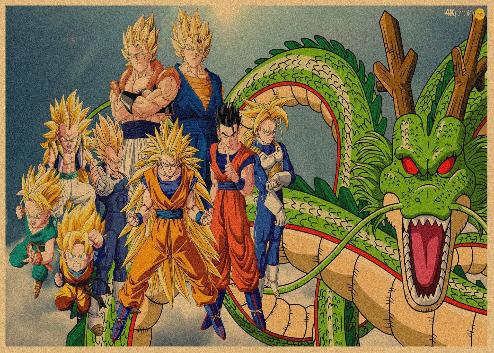 日本式アニメ七龍珠アラレ復古クラフト紙ポスター鳥山明装飾画孫悟空壁画316